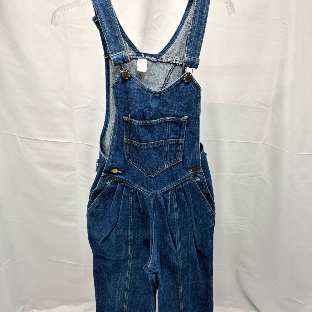 Vintage 80s/90s High-Waisted Pleated Denim Overalls Size Large Relax Retro Fit - Picture 3 of 11
